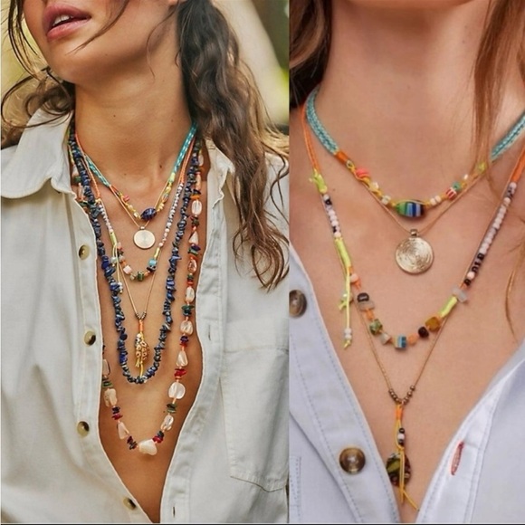 Free People Multicolor Sea Shell Layering Necklace Ariana Ost - Picture 1 of 4